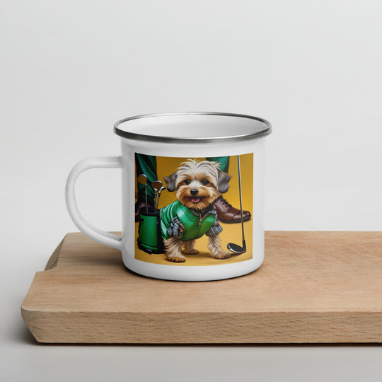 Yorkipoo Golfer- Enamel Mug v12