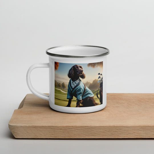 Sprocker Spaniel Golfer- Enamel Mug v3