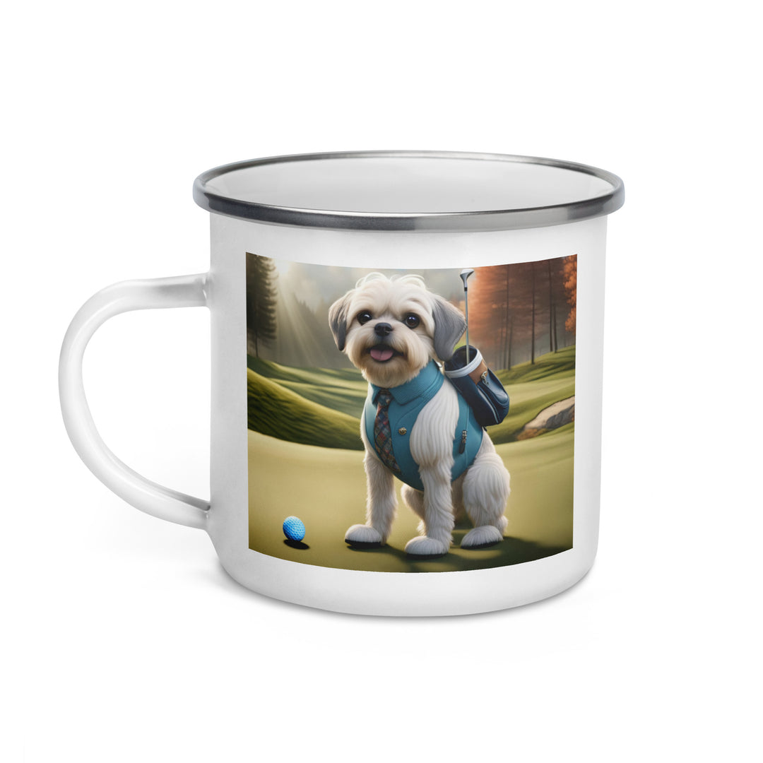 Pugapoo Golfer- Enamel Mug v2