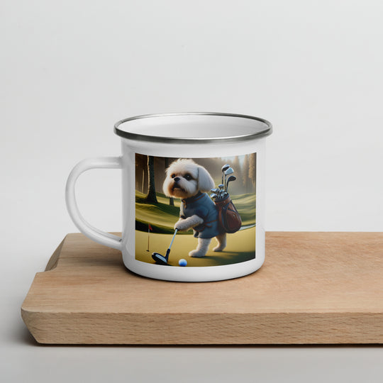 Pugapoo Golfer- Enamel Mug v3