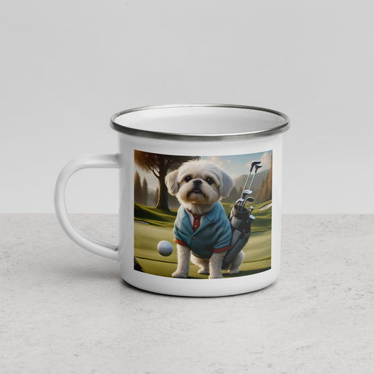 Pugapoo Golfer- Enamel Mug v5