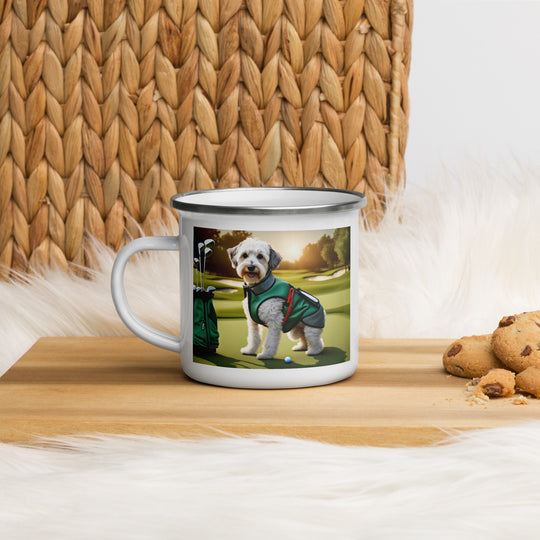 Schnoodle Golfer- Enamel Mug v4