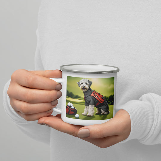 Schnoodle Golfer- Enamel Mug v6