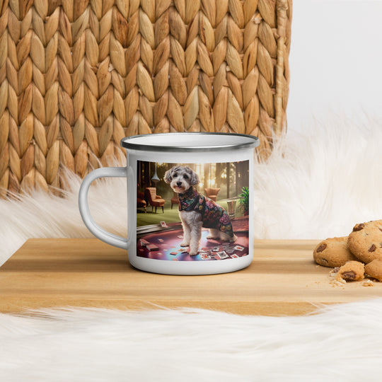 Schnoodle Golfer- Enamel Mug v8