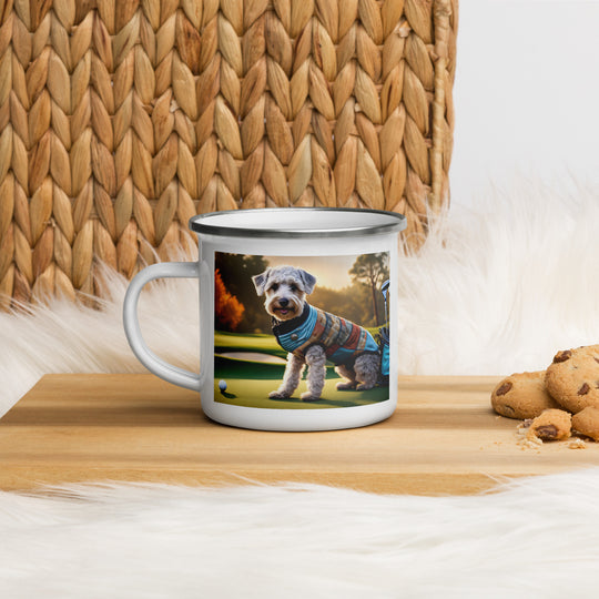 Schnoodle Golfer- Enamel Mug v9