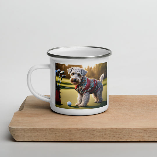 Schnoodle Golfer- Enamel Mug v10