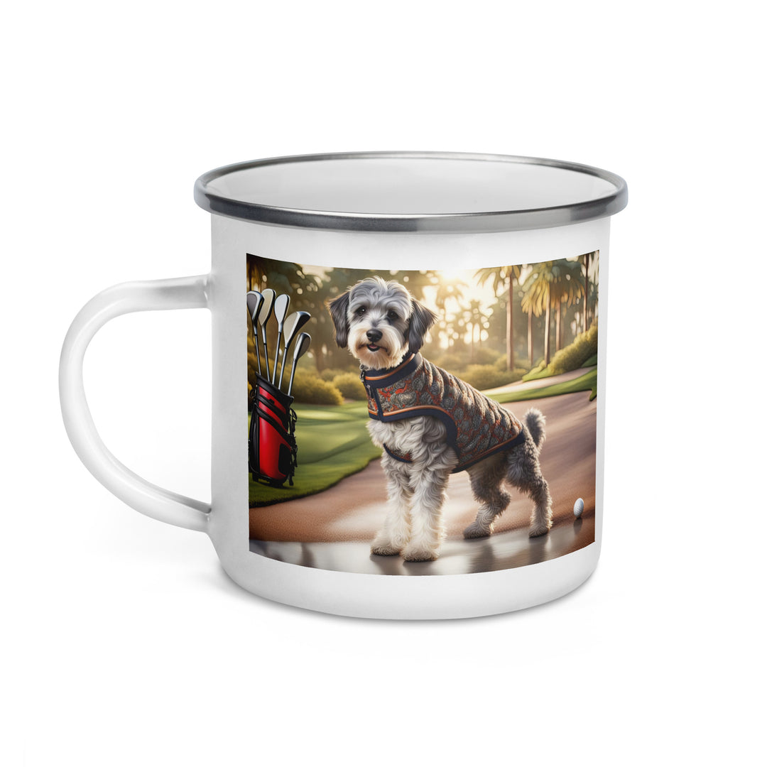 Schnoodle Golfer- Enamel Mug v11