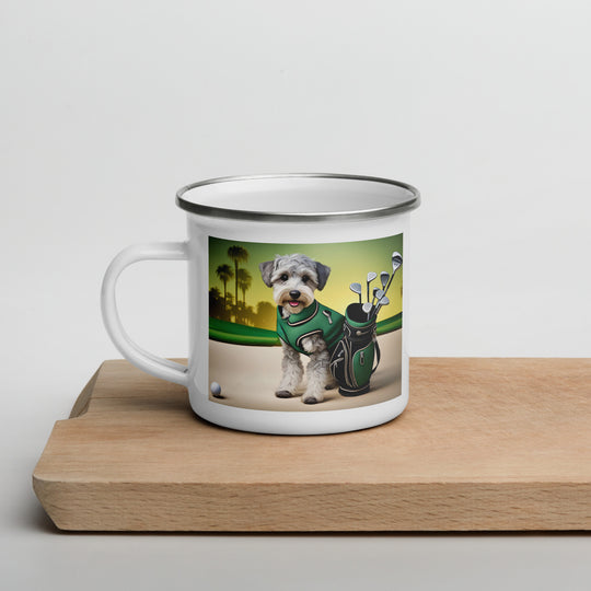 Schnoodle Golfer- Enamel Mug v13