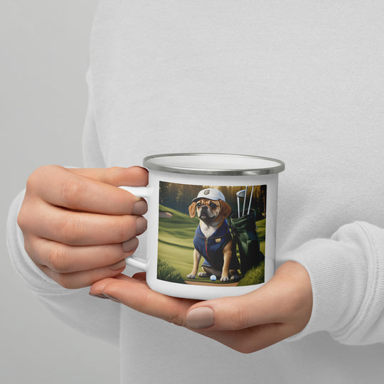 Puggle Golfer- Enamel Mug