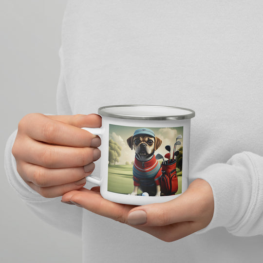 Puggle Golfer- Enamel Mug v3