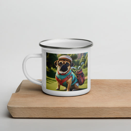 Puggle Golfer- Enamel Mug v5