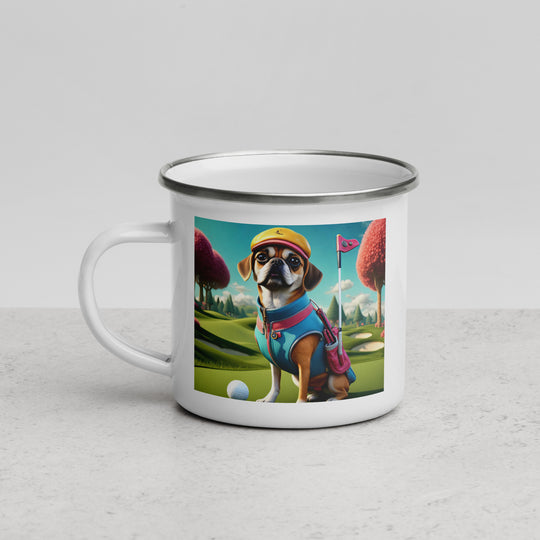 Puggle Golfer- Enamel Mug v8