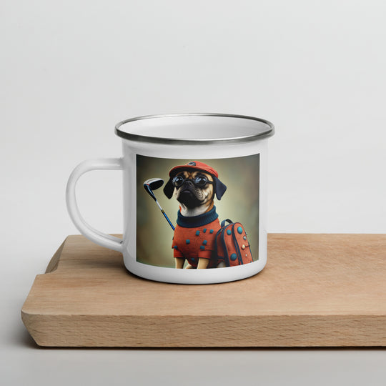 Puggle Golfer- Enamel Mug v4