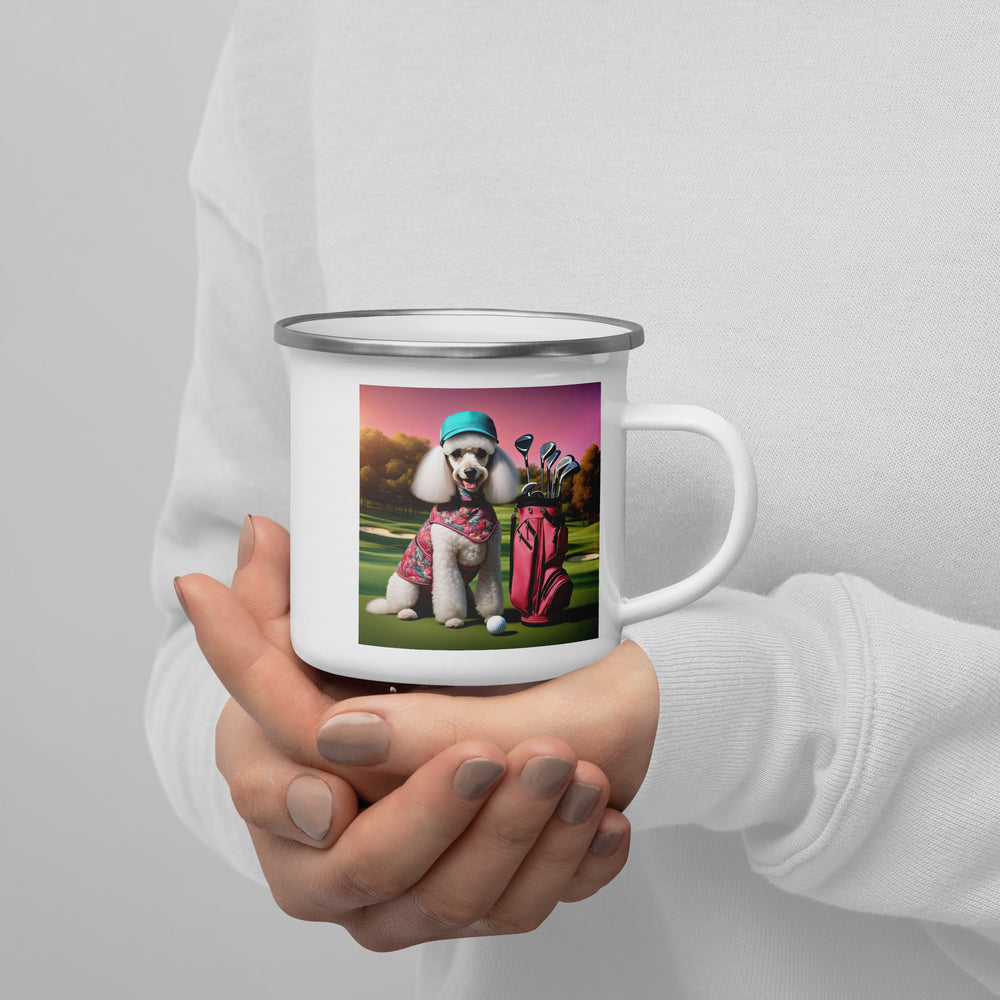 Poodle Golfer- Enamel Mug v2