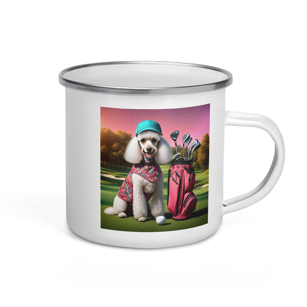 Poodle Golfer- Enamel Mug v2
