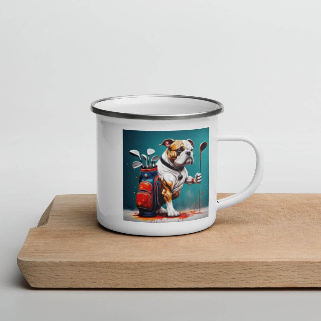 Bulldog Golfer- Enamel Mug