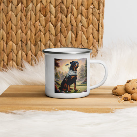 Rottweiler Golfer- Enamel Mug v3