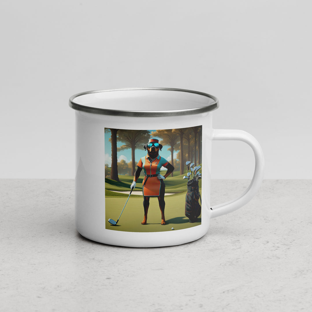 Rottweiler Golfer- Enamel Mug v4