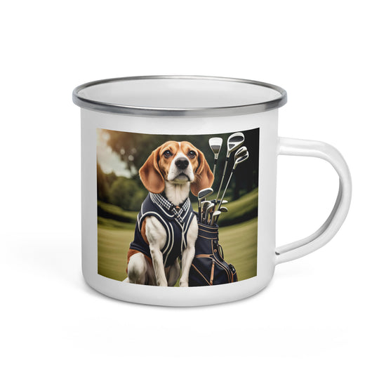 Beagle Golfer- Enamel Mug