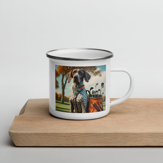 German Shorthaired Pointer Golfer- Enamel Mug