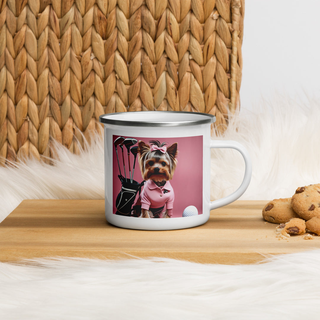 Yorkshire Terrier Golfer- Enamel Mug