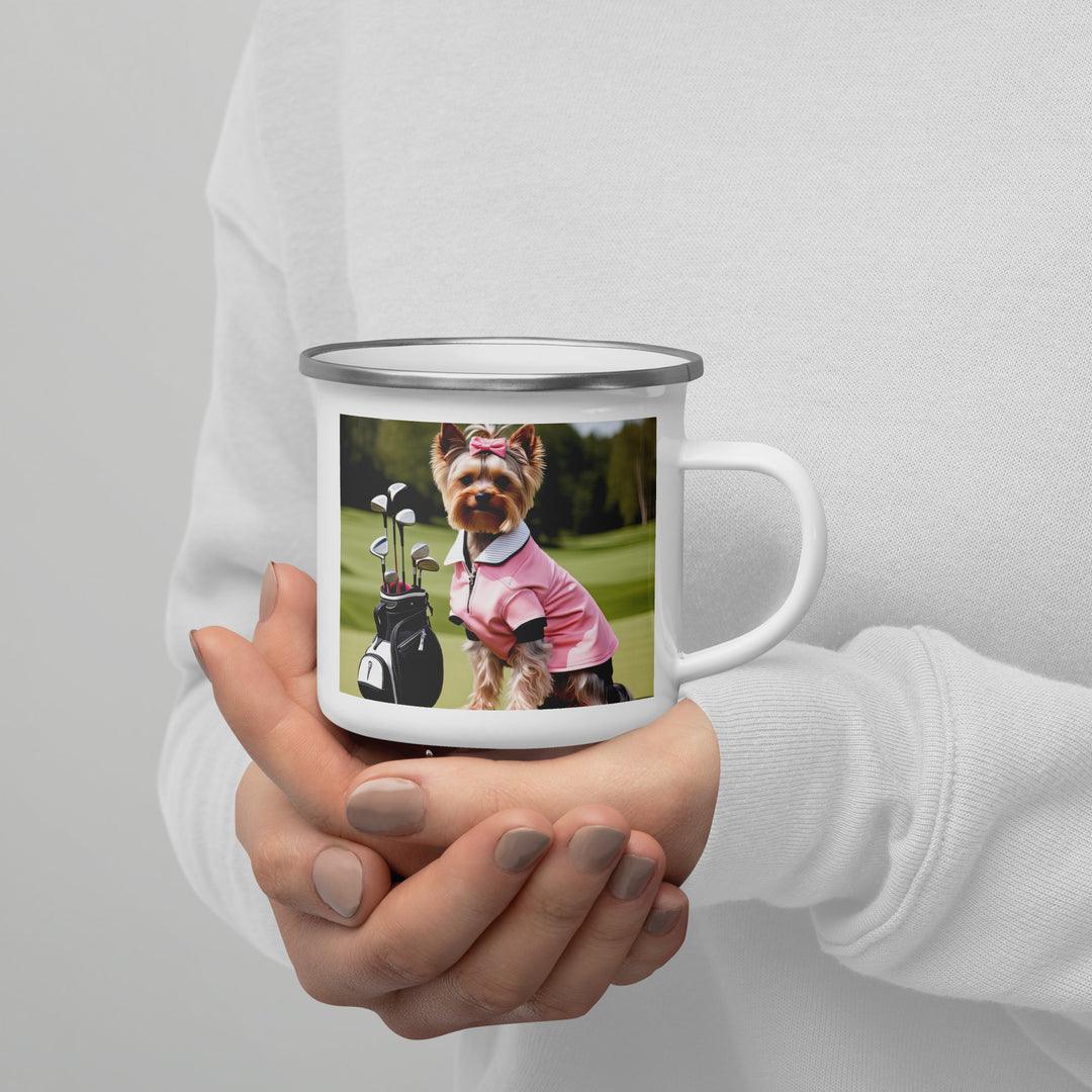 Yorkshire Terrier Golfer- Enamel Mug v2