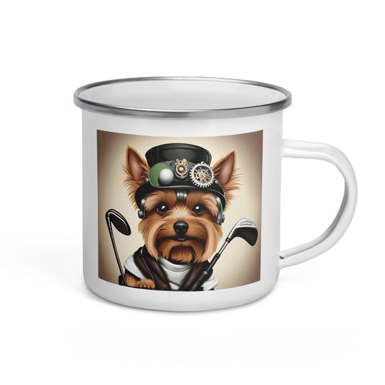 Yorkshire Terrier Golfer- Enamel Mug v3