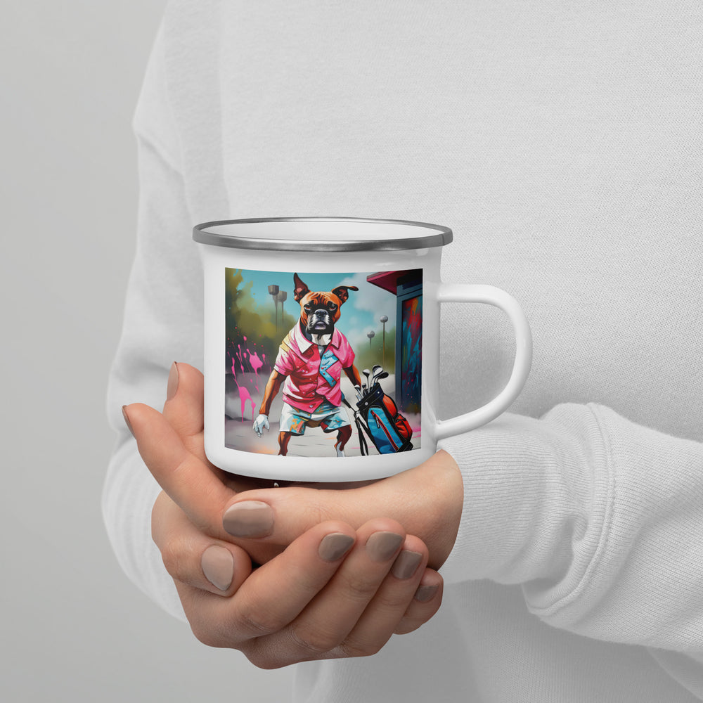 Boxer Golfer- Enamel Mug v2