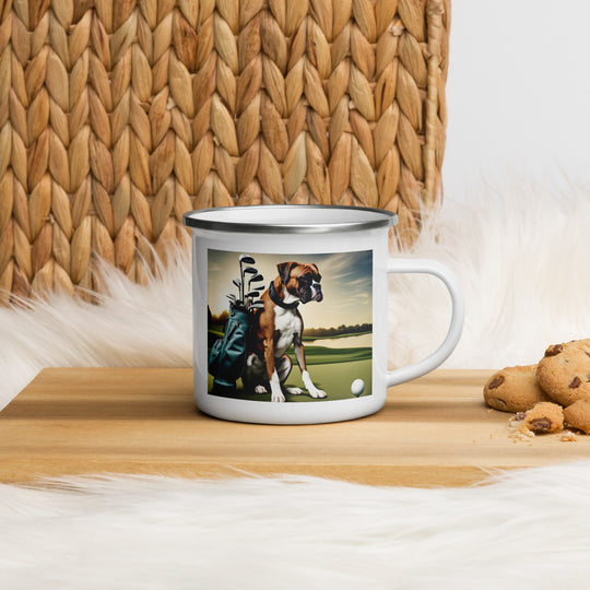 Boxer Golfer- Enamel Mug v3