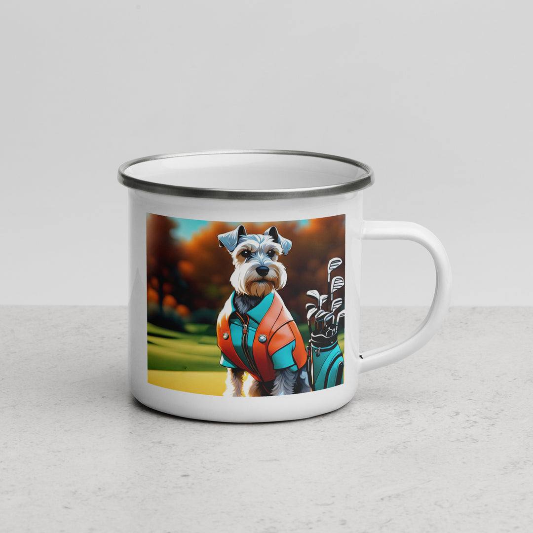 Miniature Schnauzer Golfer- Enamel Mug v2