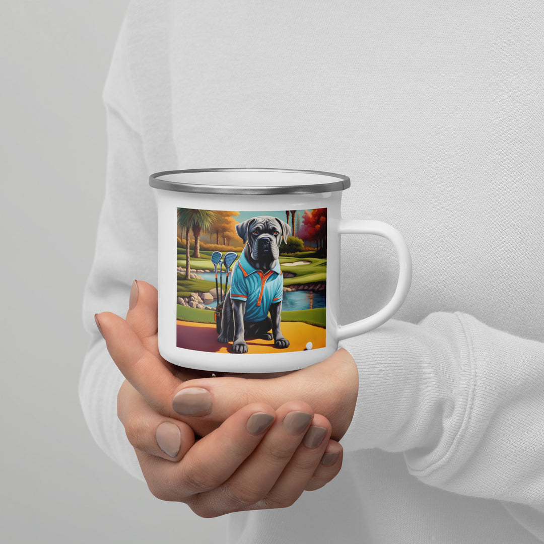 Cane Corso Golfer- Enamel Mug v4