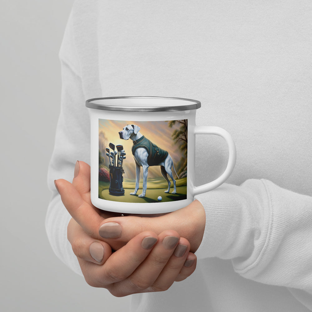 Great Dane Golfer- Enamel Mug v3