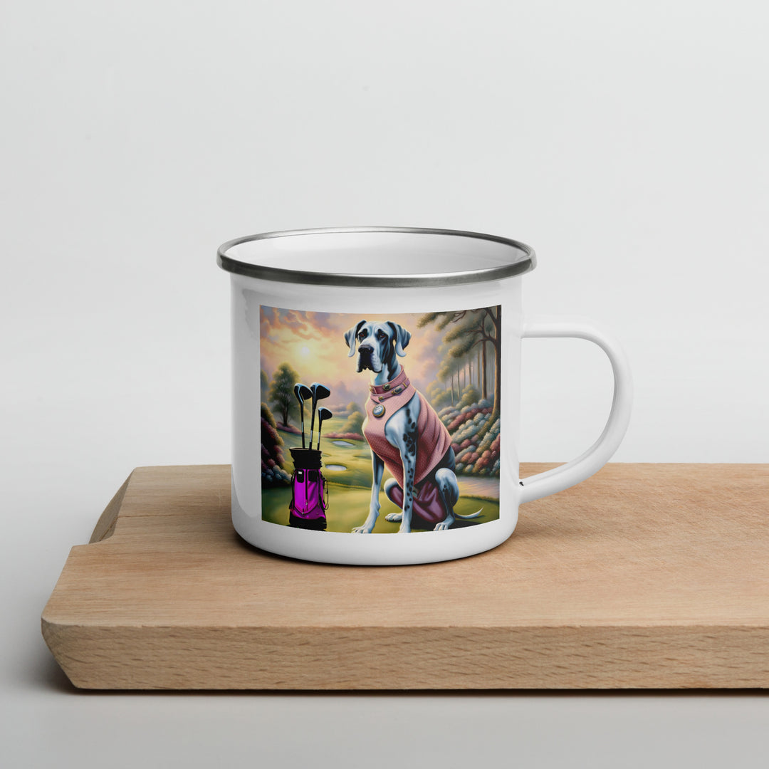 Great Dane Golfer- Enamel Mug v4