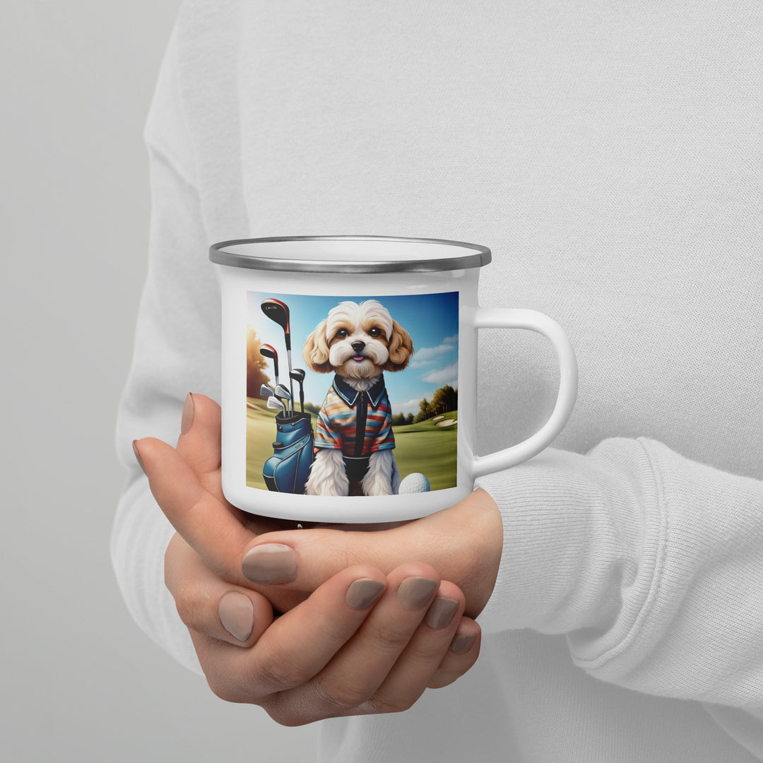 Cavachon Golfer- Enamel Mug