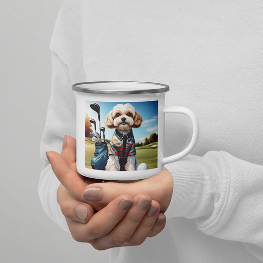 Cavachon Golfer- Enamel Mug