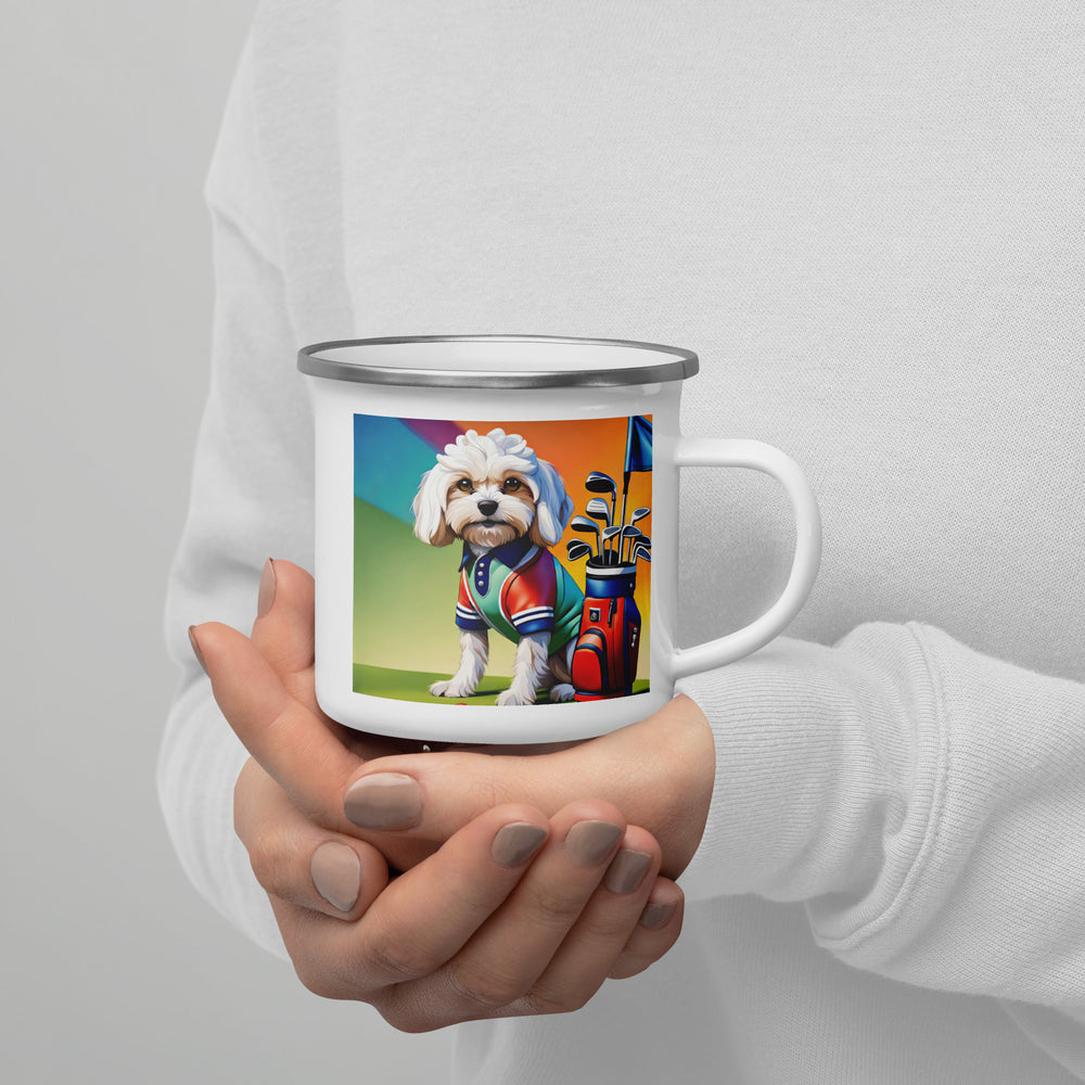 Cavachon Golfer- Enamel Mug v2