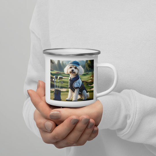 Cavachon Golfer- Enamel Mug v4