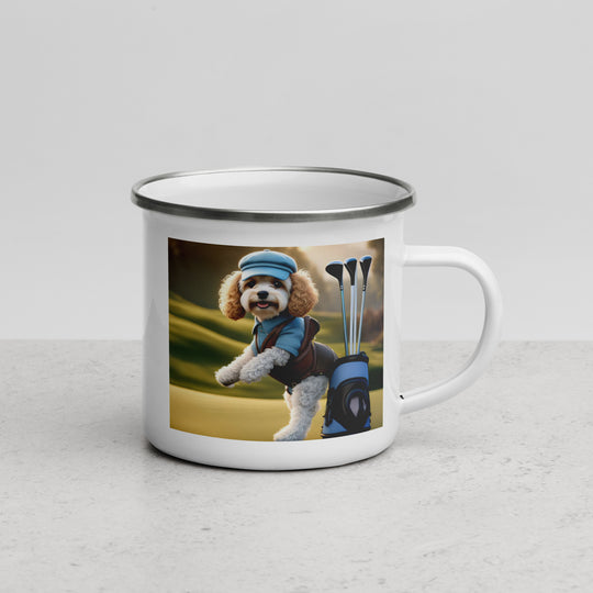 Cavapoo Golfer- Enamel Mug v2