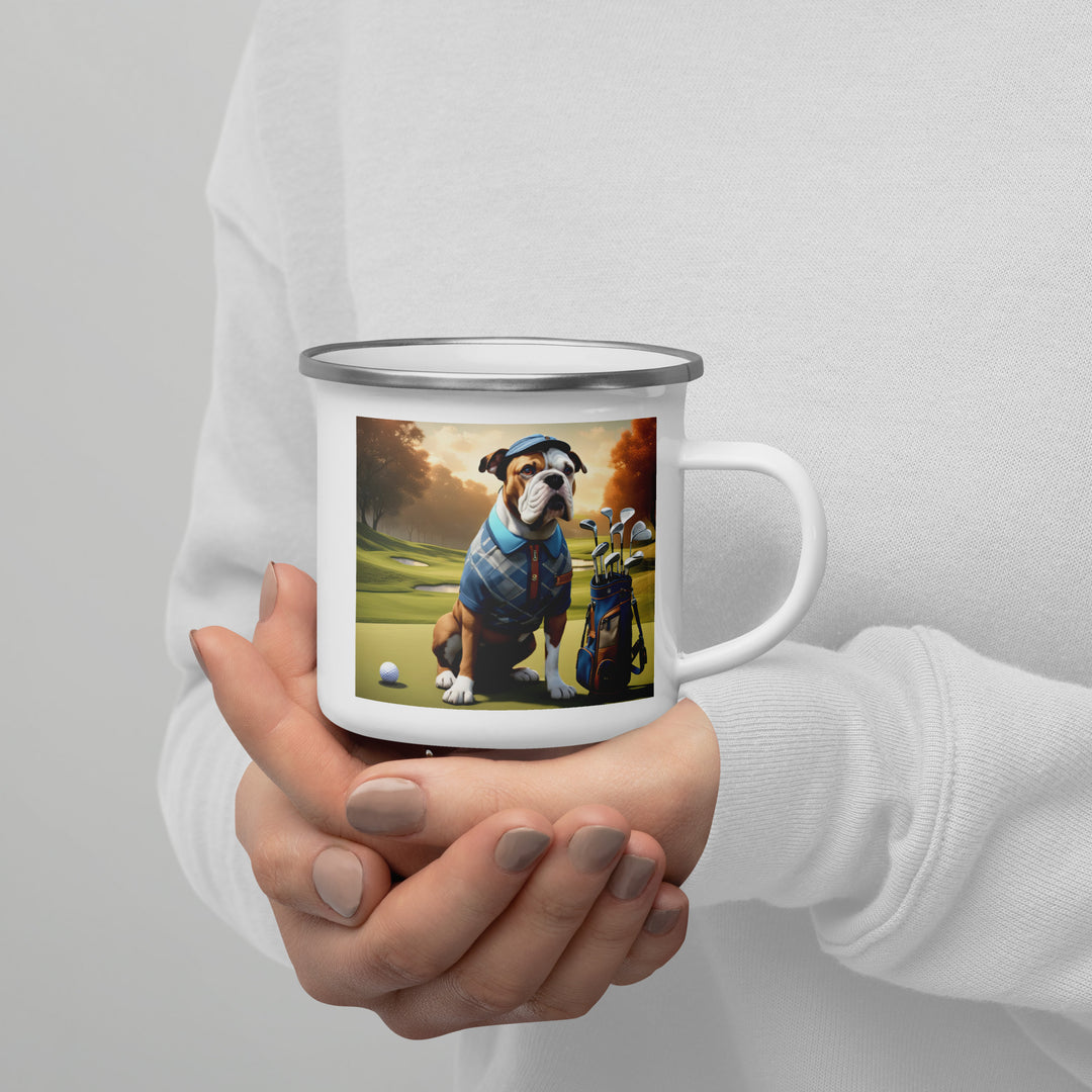 Catahoula Bulldog Golfer- Enamel Mug v2