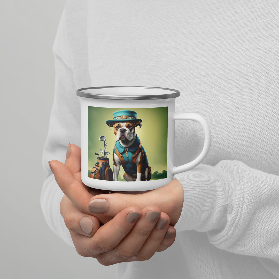 Catahoula Bulldog Golfer- Enamel Mug v3