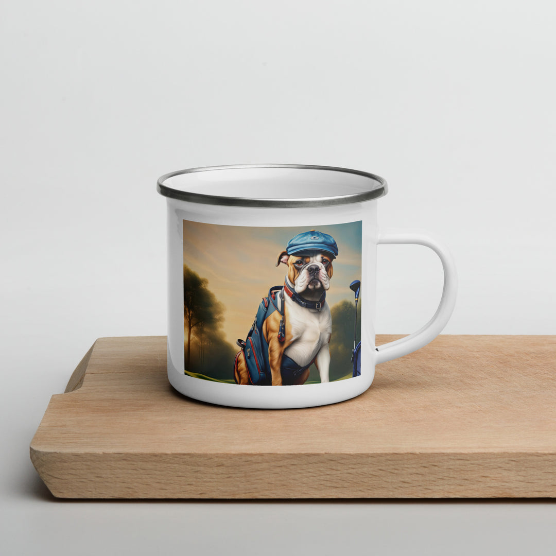 Catahoula Bulldog Golfer- Enamel Mug v4