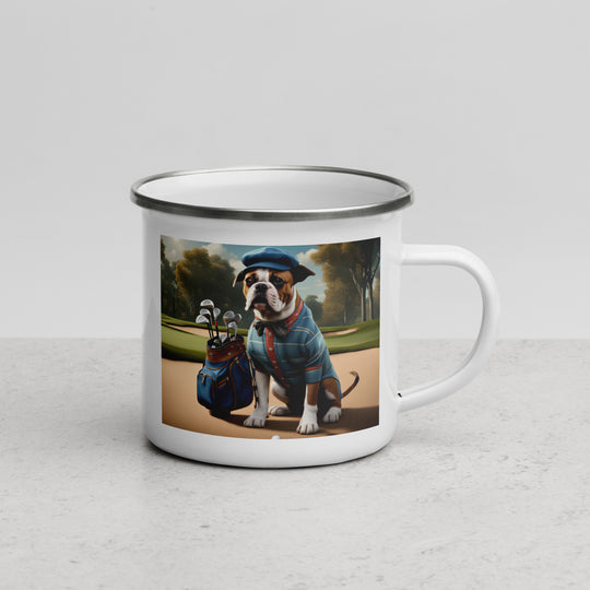 Catahoula Bulldog Golfer- Enamel Mug v7