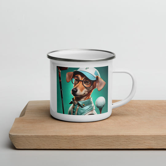 Chiweenie Golfer- Enamel Mug v5