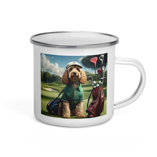 Cockapoo Golfer- Enamel Mug