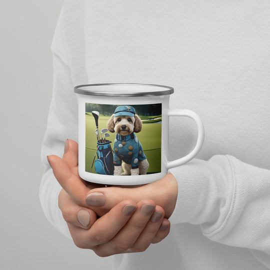 Cockapoo Golfer- Enamel Mug v4