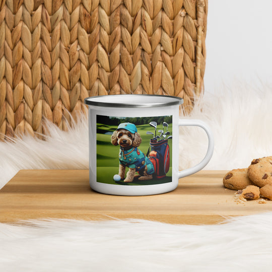 Cockapoo Golfer- Enamel Mug v5