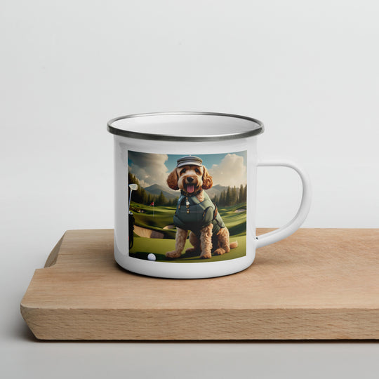 Cockapoo Golfer- Enamel Mug v7