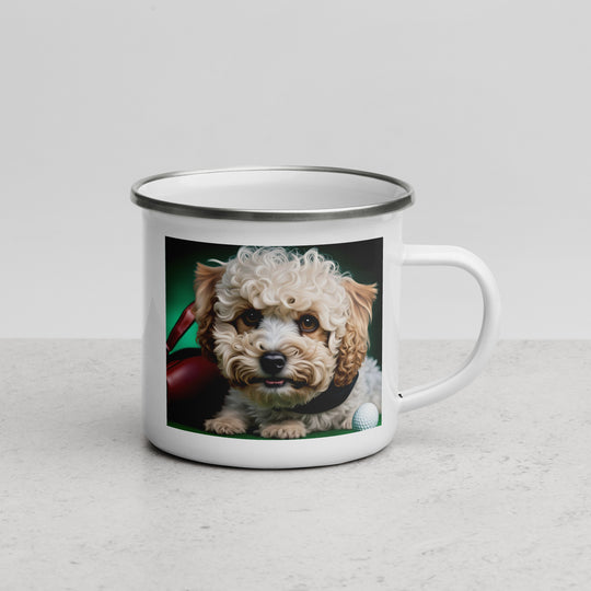 Maltipoo Golfer- Enamel Mug v3