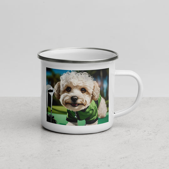 Maltipoo Golfer- Enamel Mug v5