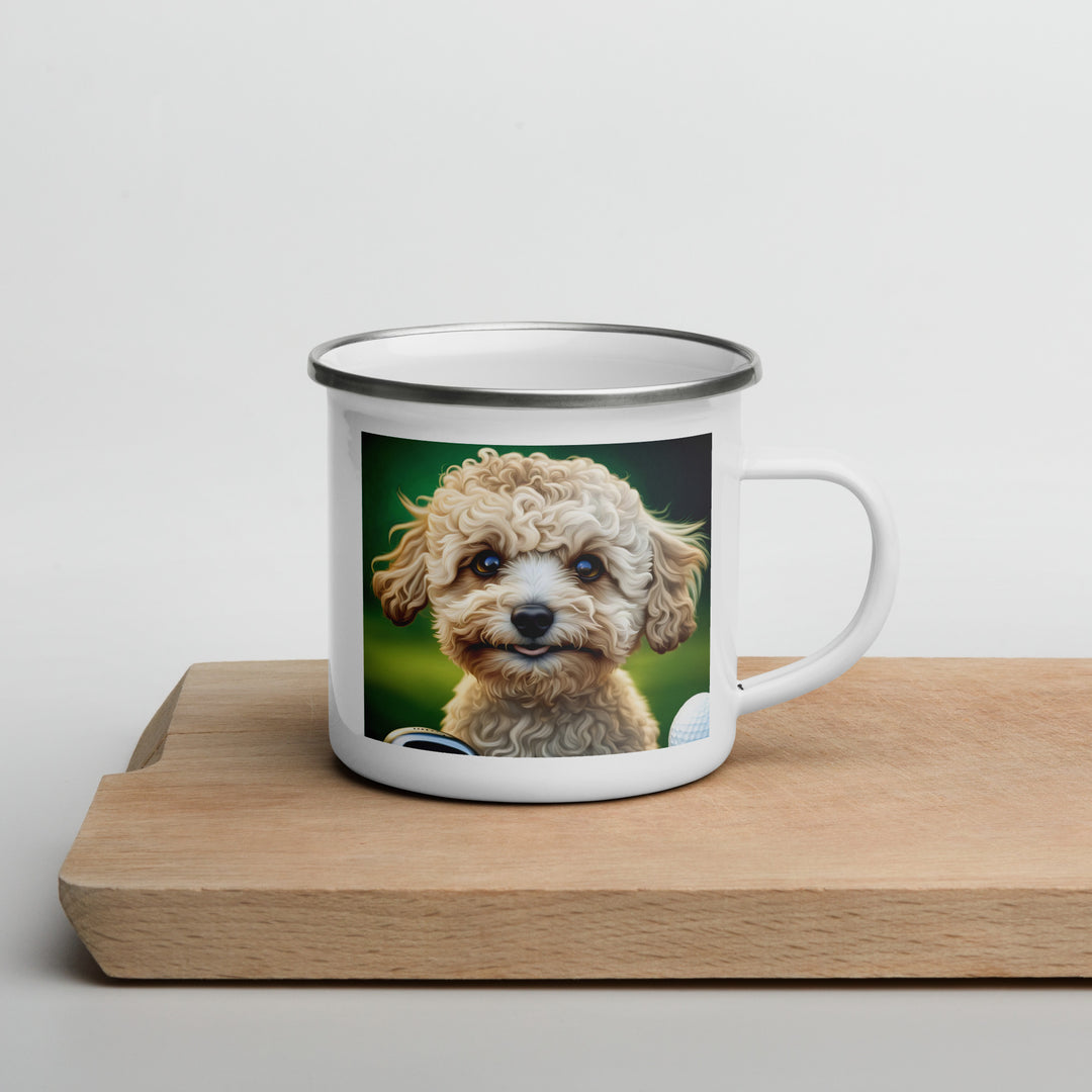 Maltipoo Golfer- Enamel Mug v6